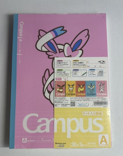 NEW Pokemon Center Japan Campus Notebook Eevee Jolteon Flareon Vaporeon ...