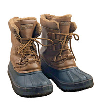 London Fog Boots Kids Youth Size 3 Faux Fur Lined Lace Up 63K300 Brown Cheshire
