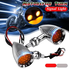 Motorcycle LED Bullet Brake Stop Running Turn Signal Tail Light For Bobber Cafe