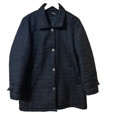 Womans Black Jacket Lightweight Thin Puffer Mid Length Sz 1X Fall Winter Pockets