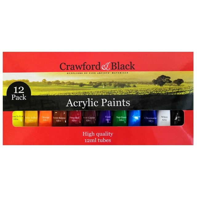 Crawford & Black 12 Acrylic Paints 12ml Tubes for sale online eBay