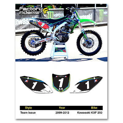 2009-2012 KAWASAKI KXF 250 Team Issue Dirt Bike Graphics Custom Number Plates