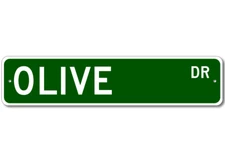 Olive Drive Street Sign Personalized Custom Last Name Metal Sign - Aluminum