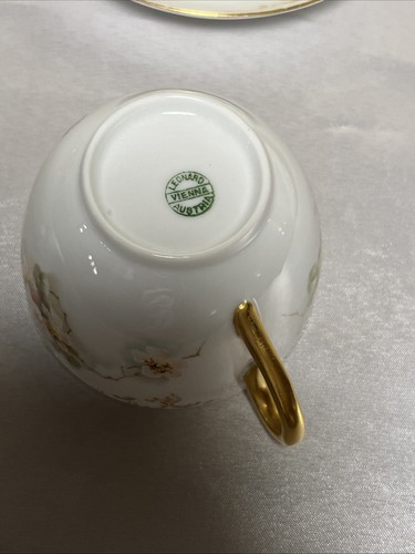 Antique Hand Painted Cherry Blossom Tea Cup Saucer & Dessert Plate Bone China - Picture 10 of 17