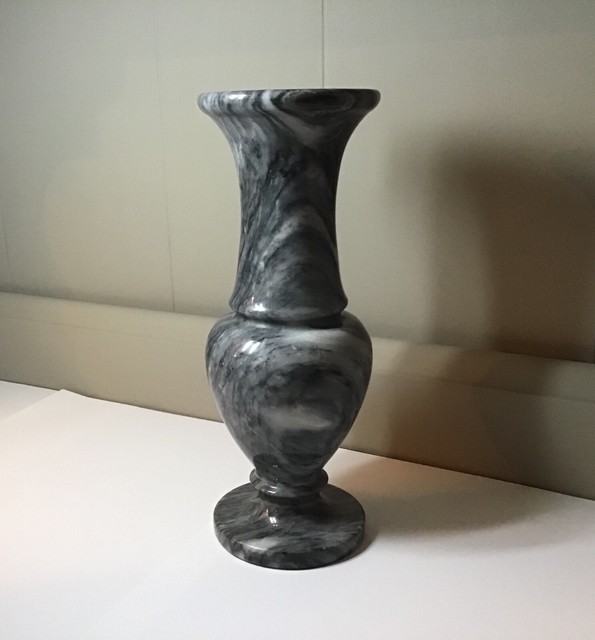 Grey Solid Polished Marble Vase 8” tall eBay