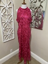 SAM EDELMAN size 10 PINK LEAF EMBROIDERY MOCK NECK SLEEVELESS MIDI DRESS