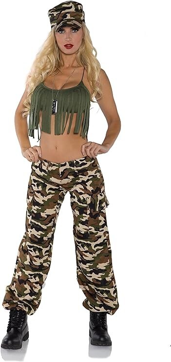 3pc Sexy Ready for Duty Army Camo Camouflage Halloween Costume Women S 6-8