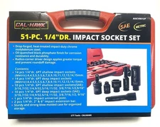 51pc 1/4" Dr SAE & Metric Deep & Shallow Impact Socket Set, Taiwan, AISCVB512P