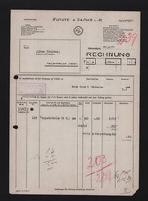 SCHWEINFURT, Rechnung 1937, Fichtel & Sachs A...