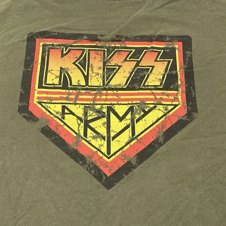 Camisa Vintage Kiss Ejército Winterland Clásica Rock Verde Gráfico Concierto Camiseta Talla M Foto 2 de 4