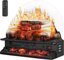 21 Inch Electric Fireplace Log Heater Remote Control Real Flame Effect Ember Bed
