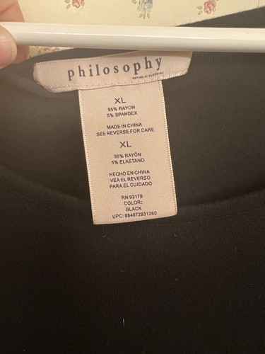 Philosophy Women's Black Short Ruffle Sleeve Shirt Size Extra Large XL - Picture 2 of 3