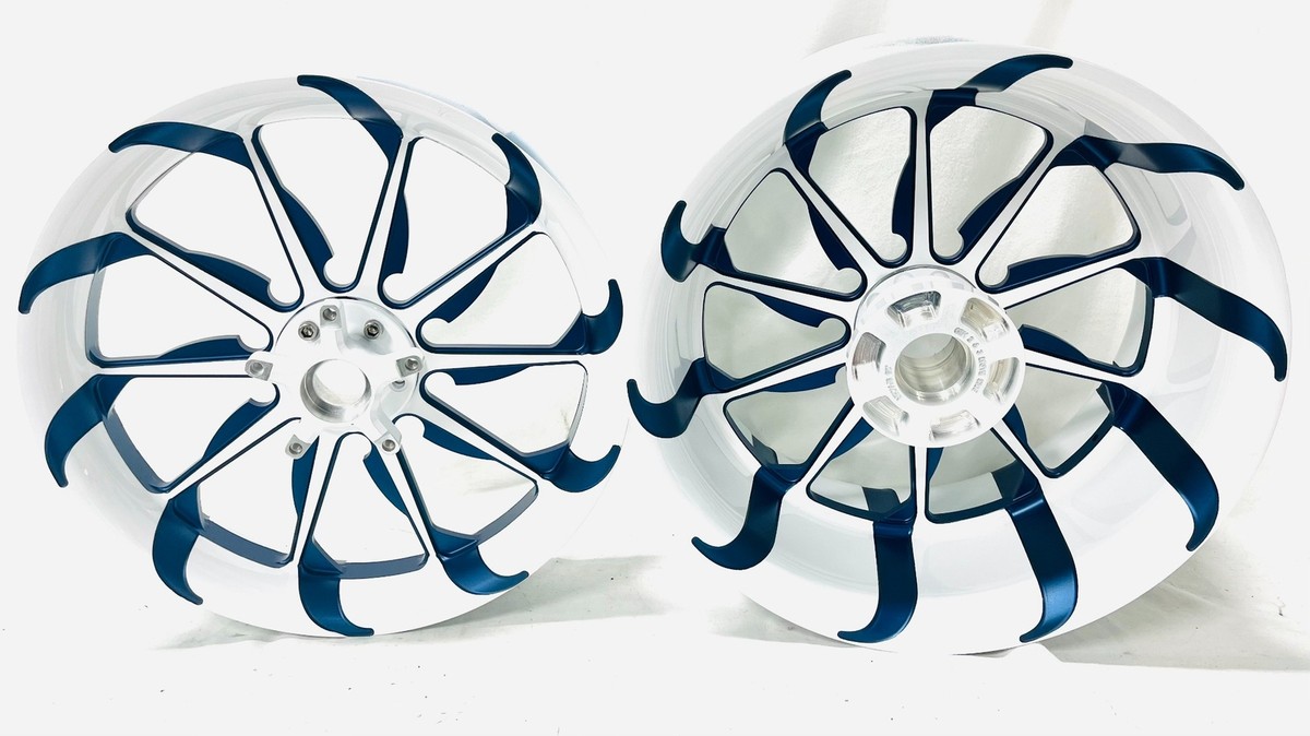 NINJA 300 WHITE & CUSTOM BLUE TORNADO WHEELS 06-11 KAWASAKI