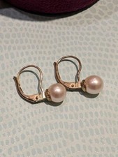 Earrings women 333 gold cultured pearls white elegant jewelry luxury gift