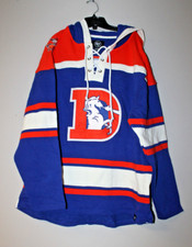 New NFL Denver Broncos old time jersey style mid weight cotton hoodie men's L