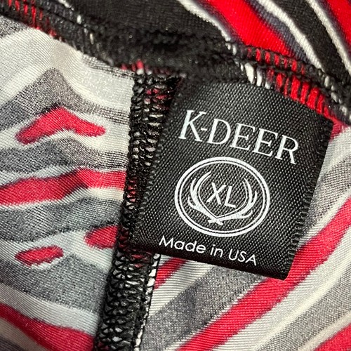 K DEER leggings donna taglia XL rosso nero fantasia vita alta lunghezza intera allenamento - Foto 4 di 5
