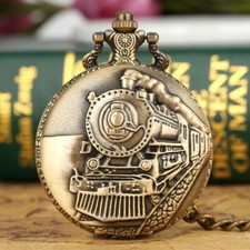 Steam Train Pocket Watch Vintage Style Quartz Movement Collectible Gift for Men