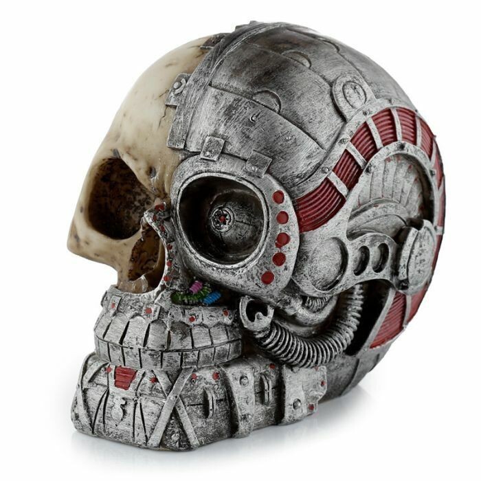 Steampunk Style Half Robot Skull ornament - Gothic robotic bionic Puckator
