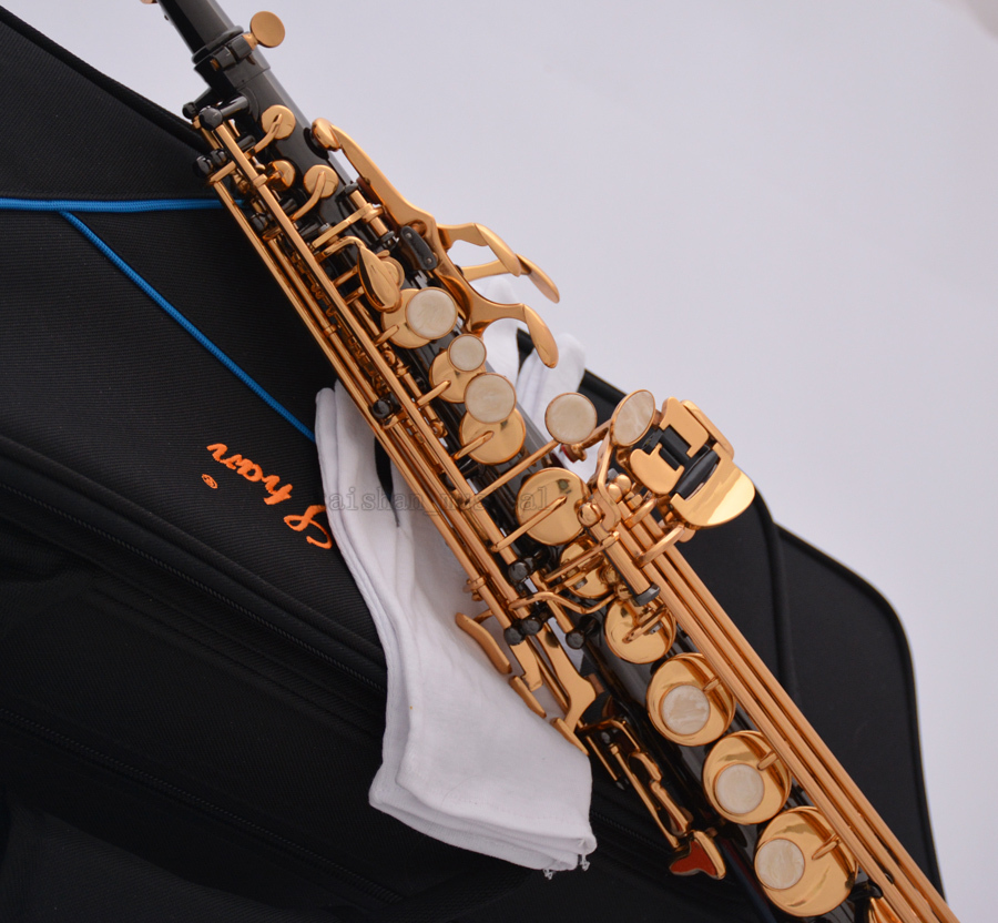 Professional Taishan Black nickel Soprano Saxophone Golden key Bb Sax