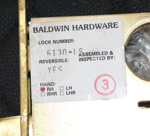 Baldwin Mortise Lock Corpo 6130.030.RLS Leva Destra Resistenza Ottone Lucido - Foto 5 di 7