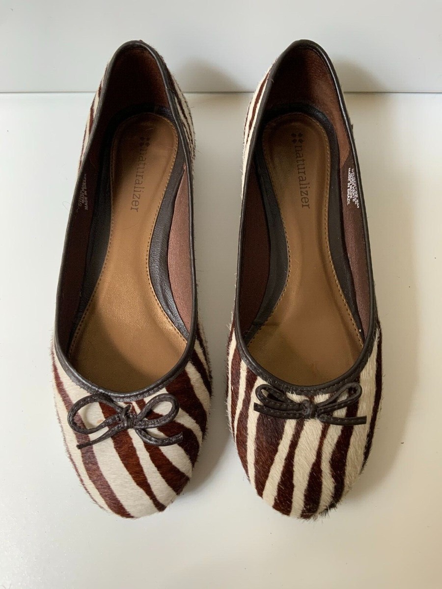Naturalizer Animal Print Zebra Comfort Flats Shoes Brown Size 6 M