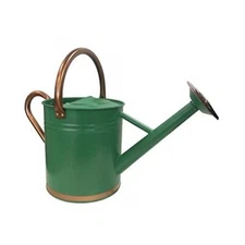 Gardener Select Green Metal Watering Can with Copper Accents –3.5L 0.92 Gallons