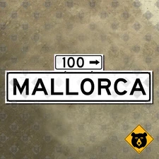 San Francisco California Mallorca Way 100 street road sign 1965 TWO-SIDED 36x12