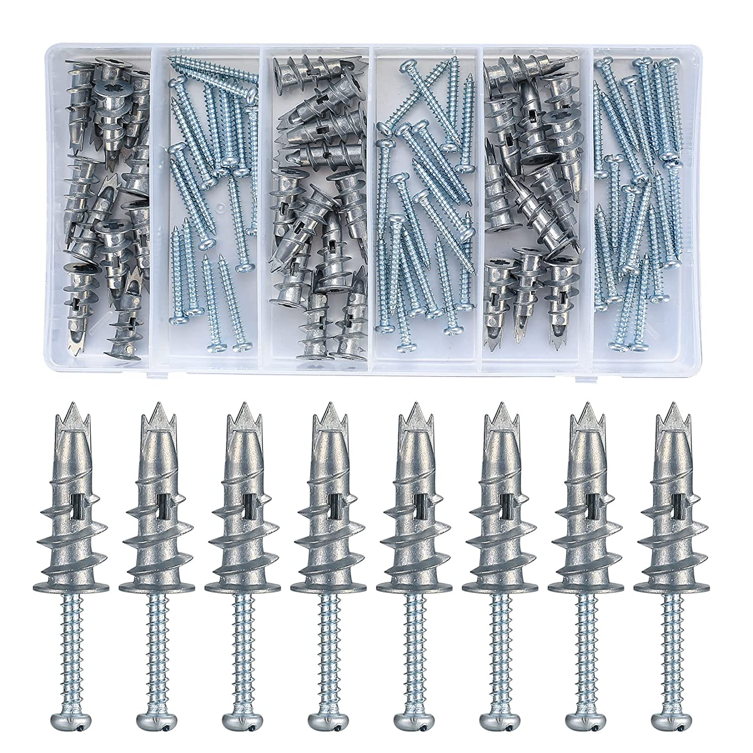 120 Pcs Heavy Duty Wall Anchors & Screws Kit - Zinc Anchors & Stainless Screws f