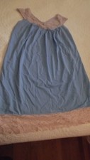 VINTAGE WOMEN'S Blue SILKY NYLON BABY DOLL NIGHTIE Small