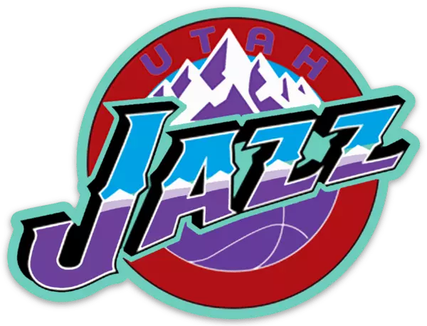Utah Jazz Alternate Color w mountain background scene Logo Type