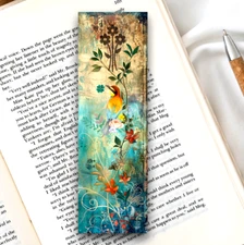 Enchanting Bird Bookmark - Colorful Floral Fantasy Forest, Gift For Readers