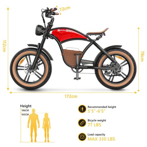 Hidoes B10 20" Fat Tire E-Bike E-Mountain Bike 100OW motor 48V 13Ah battery - Picture 17 of 23