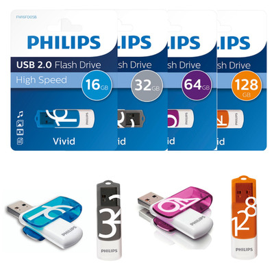 Philips Vivid USB Stick 16GB 32GB 64GB 128GB Speicherstick Flash Drive 2.0 NEU