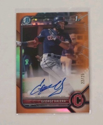 GEORGE VALERA 2022 Bowman 1st Chrome TRUE ORANGE Auto/25 GUARDIANS RC  HOT 