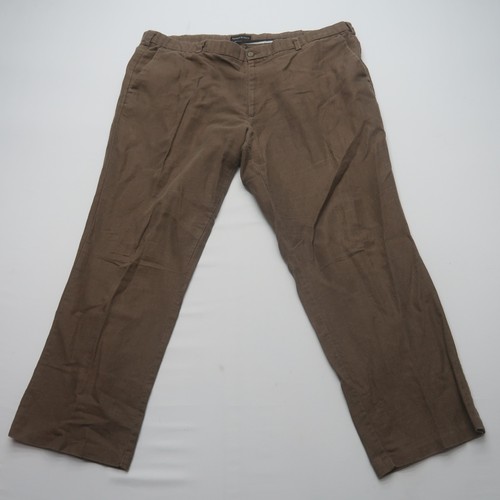 Dockers D3 Classic Fit Linen Blend Chino Pants 44 x 30 Brown Flat Front Summer