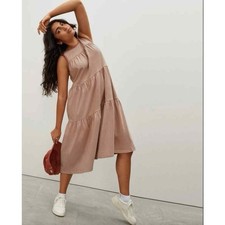 Everlane Women's the Weekend Tiered Sleeveless Dress Size Xs Oak Pink