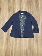 Skies Are Blue Gray Floral Lined Blazer Knit ...