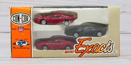 Con-Cor Mini-Exacts 004004 4004 (02), 3 Ferrari Testarossa, Negro Rojo, Escala HO | Zustand: New