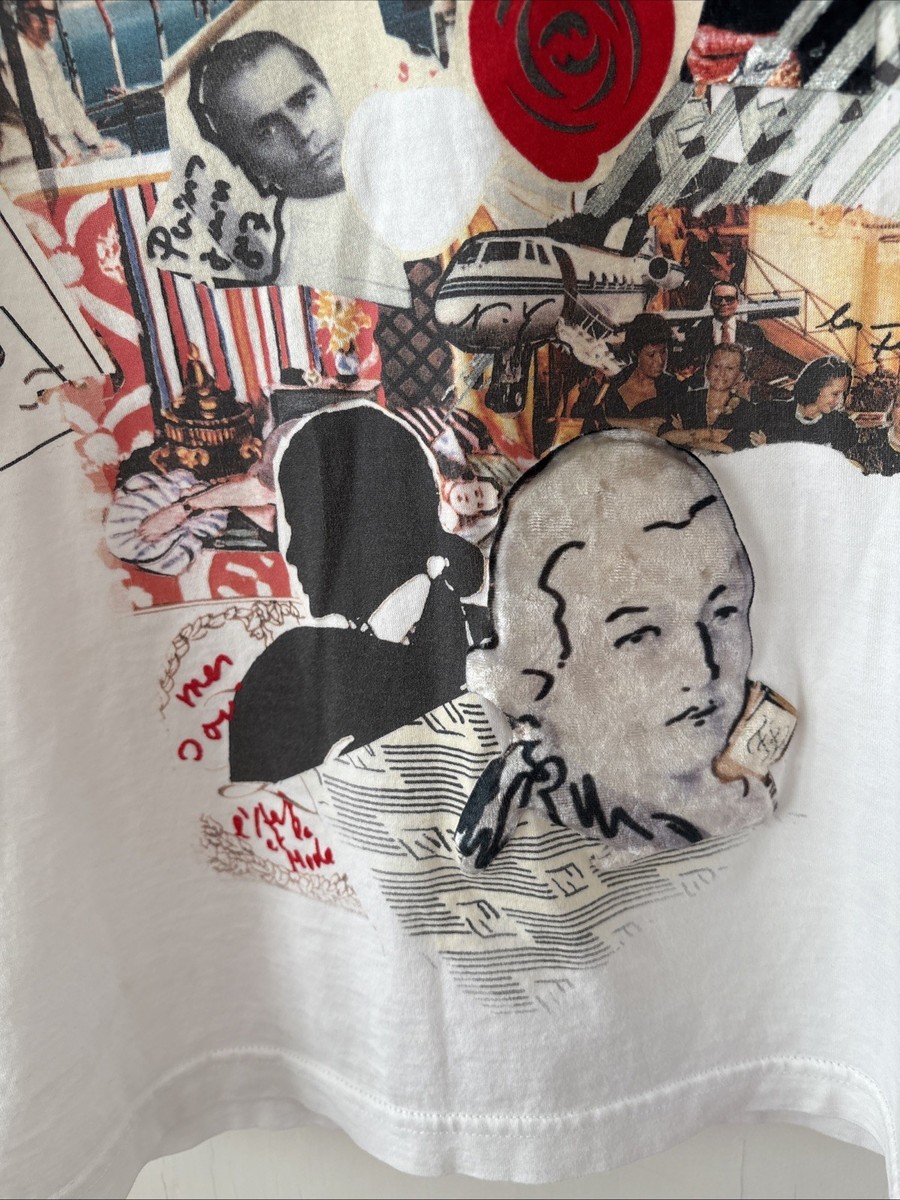 Fendi Karl Collage 2019 Tribute Print White Graphic Logo T Shirt