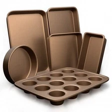 NutriChef Oven Baking Pans - Non-Stick Bake Tray Sheet Bakeware Set NCBK6TR7