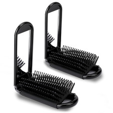 2 PCS Folding Hair Brushes with Mirror, Portable Travel Comb for Women  Men