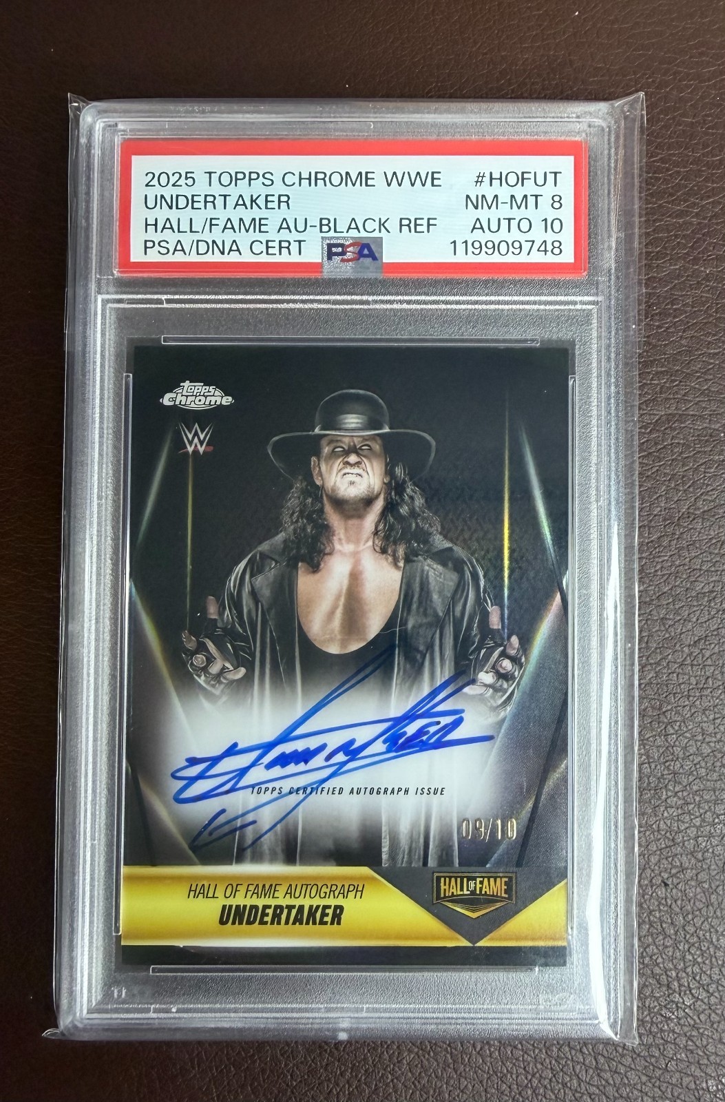 2025 Topps Chrome WWE #HOF-UT Undertaker On-Card Auto Black Refractor /10 HIT SP
