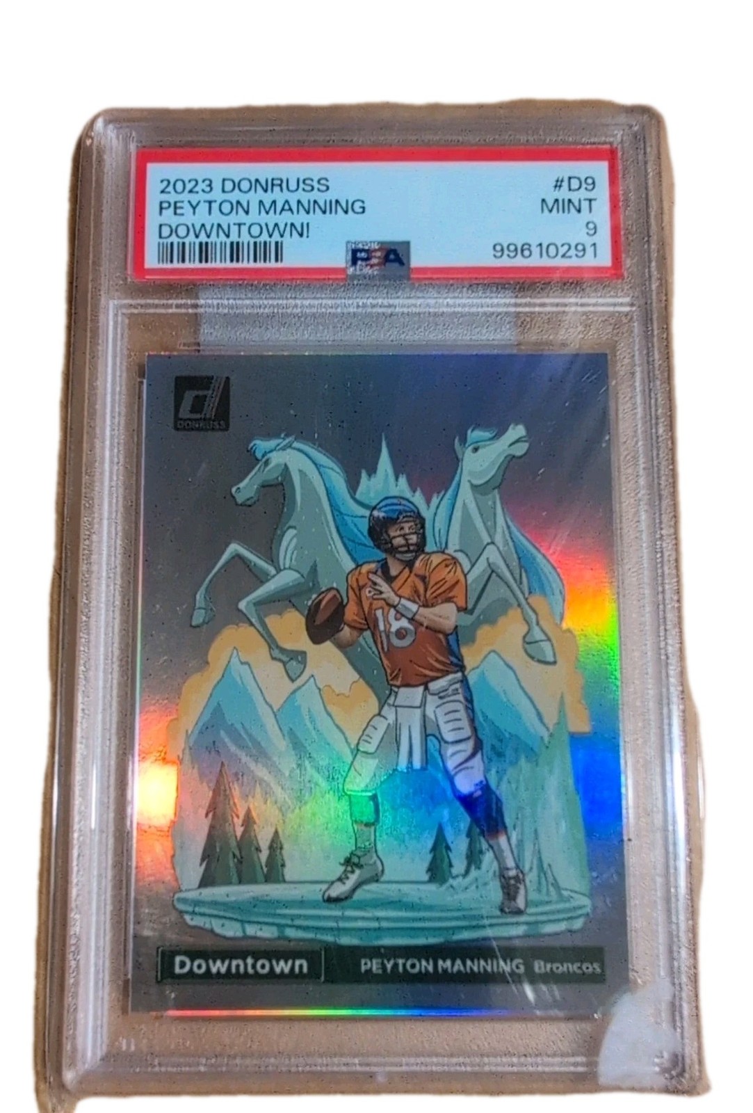 2023 Panini Donruss Downtown! Peyton Manning #D-9 Denver Broncos NFL PSA 9