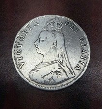 1890 Queen Victoria Jubilee Head Double Florin Coin .925 Sterling