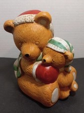 Christmas Teddy Bear Bedside Nightlight Lamp Ceramic