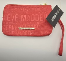 STEVE MADDEN Red Btrell Double Zip Monogram Wristlet Clutch NWT -1673