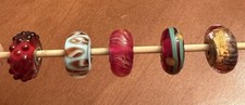 Authentic Trollbeads Set of 5 Glass Beads, Sterling Silver LAA 925