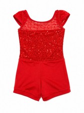 Weissman XSC Red Sequin Dance Costume Romper Child XS Style 15685
