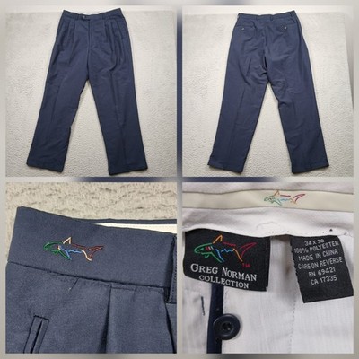Greg Norman Collection Golf Pants Men 34x30 Navy Pleated 100% Polyester