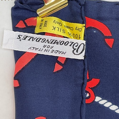 Bloomingdale's 100% Silk Scarf Vintage Sail Ships Nautica Red Blue 26x26 Italy - Picture 6 of 7